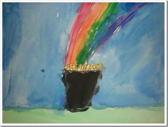 578x438 Pot Of Gold With Rainbow, St. Patrick's Day, Guided Drawing. St - Pot Of Gold Painting
