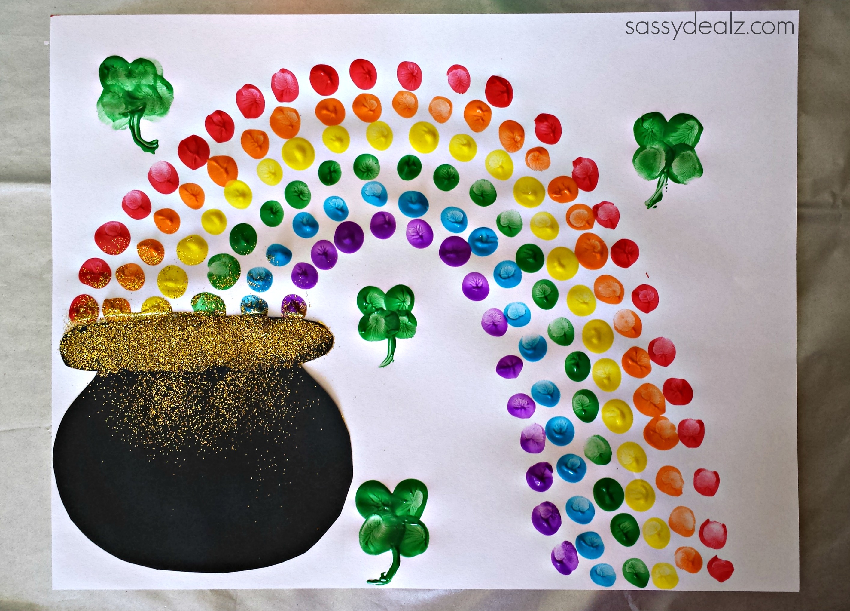 2829x2032 Fingerprint Rainbow Pot Of Gold Craft For St. Patrick's Day - Pot Of Gold Painting