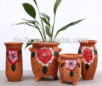 350x297 Orange Ceramic Flower Pot Painting Designs - Pot Painting