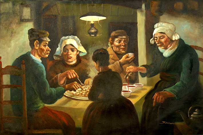 709x473 Potato Eaters - Potato Eaters Painting