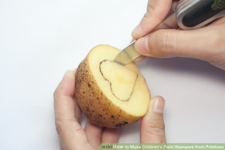 728x485 How To Make Children's Paint Stampers From Potatoes 11 Steps - Potato Painting