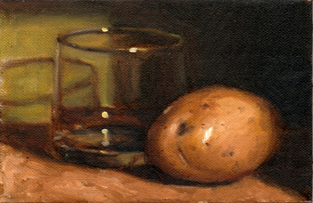 350x228 Painting A Day T. J. Murphy Potato With Old Fashioned Glass - Potato Painting