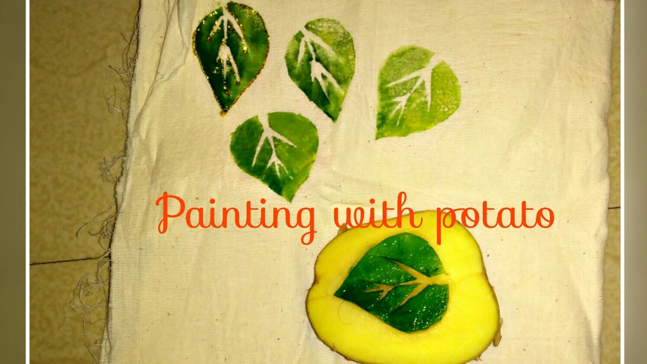1280x720 Very Easy Fabric Painting With Potato Block - Potato Painting