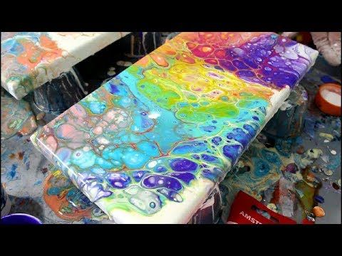 480x360 Acrylic Rainbow Fluid Paint Pour No Mud!!! - Pour Painting