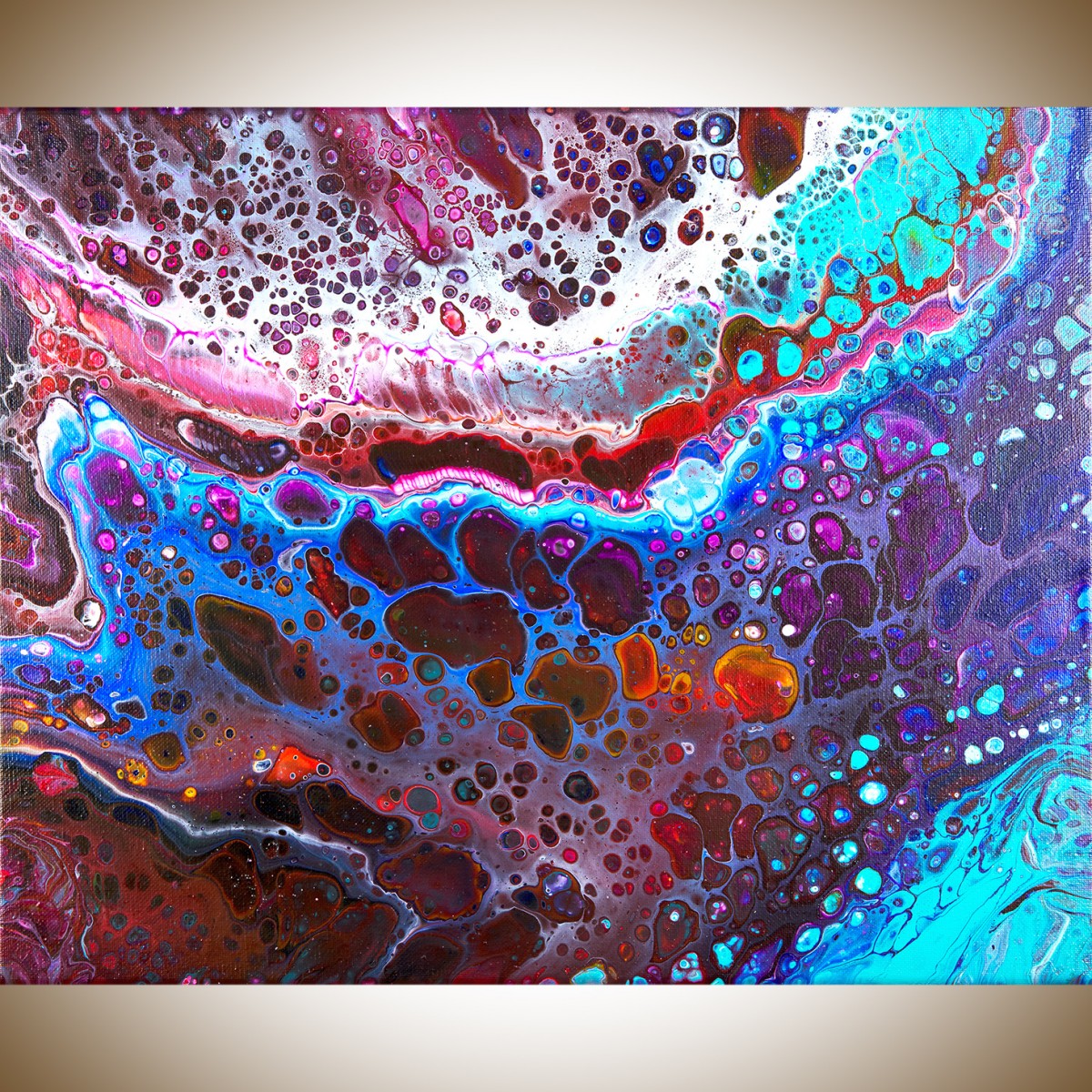 1200x1200 Purple Waves By Qiqigallery 16 X 20 Acrylic Pour Large Abstract - Pour Painting