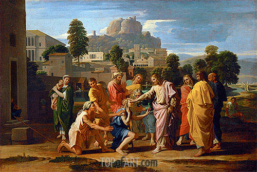 500x335 The Blind Of Jericho (Christ Healing The Blind) Nicolas Poussin - Poussin Painting