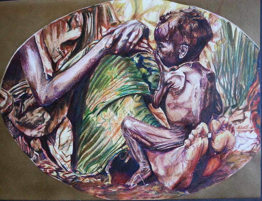 900x692 A Reflection On Human Life Painting By Michael African Visions - Poverty Painting