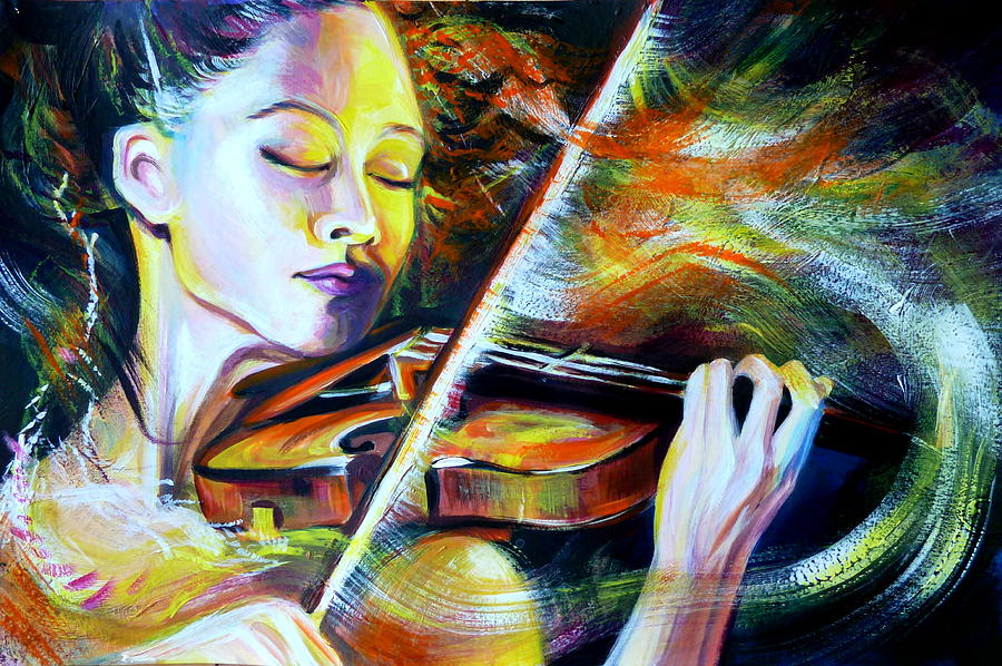 900x598 Vanessa Mae.power Of Music Painting By Anna Duyunova - Power Painting