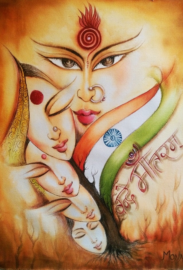 639x944 Buy Woman's Life Handmade Painting By Mona Solanki. Code - Power Painting