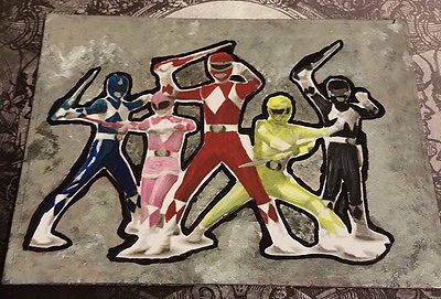 400x271 Power Rangers Deco Victor Leyva Mixed Media Art Ooak Folk Book - Power Rangers Painting
