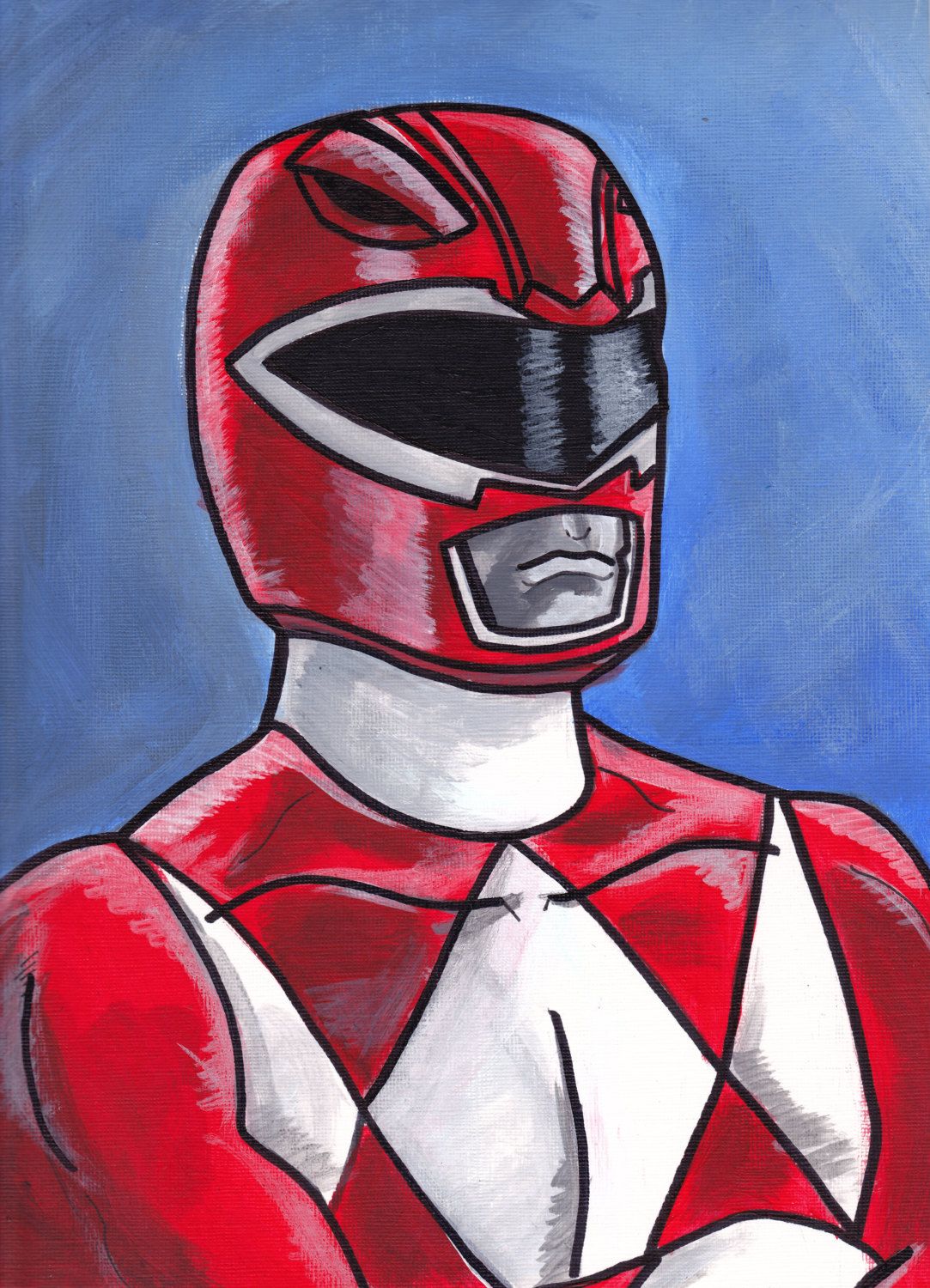1083x1500 Power Ranger Red Painting Acrylic 9 X 12 Jason By Ericsobelart - Power Rangers Painting