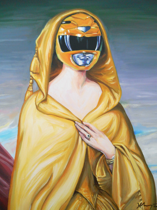 619x825 Portrait Of A Yellow Ranger Hillary White Rabbit Online Store - Power Rangers Painting Online