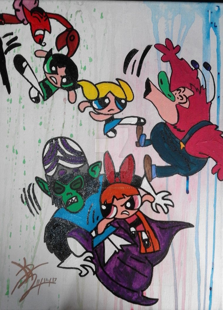 759x1054 Powerpuff Girls Battle Royale! By Kzvalentine4777 - Powerpuff Girls Painting