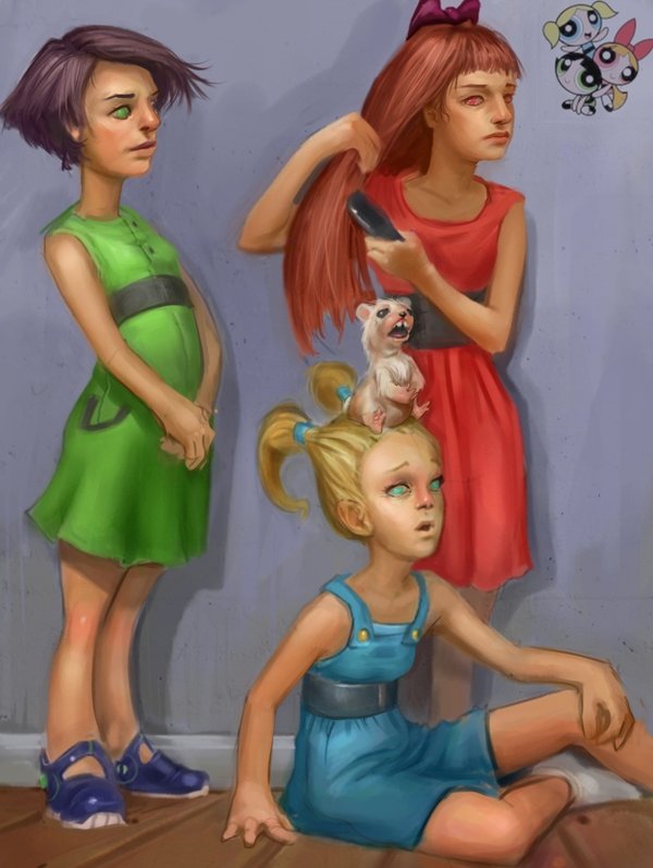 600x797 The Powerpuff Girls By Soupandbutter - Powerpuff Girls Painting