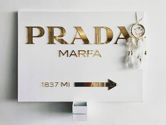 570x427 Prada Marfa Canvas Gold Prada Marfa Sign Gossip Girl Wall - Prada Marfa Painting