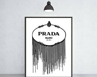 340x270 Prada Marfa Logo With Gold Canvas Art Print Prada Poster Prada - Prada Painting