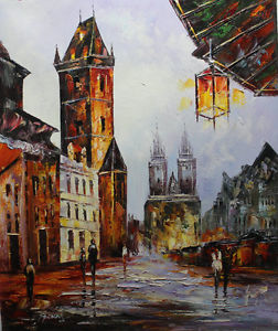252x300 Original Knife Hand Painted Prague Oil Painting Wall Art Deco - Prague Painting