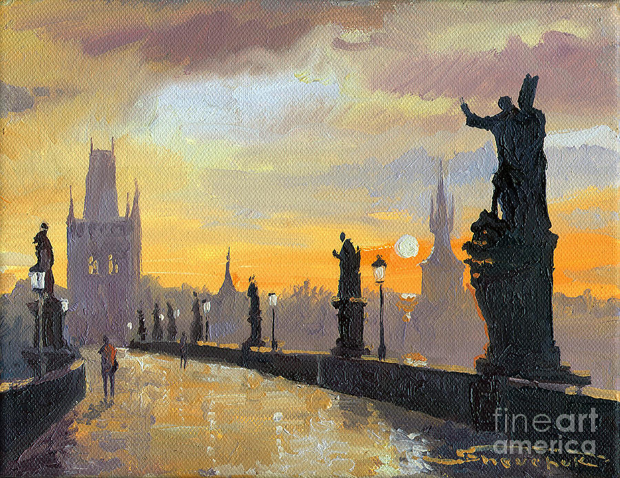 900x694 Prague Charles Bridge 01 Painting By Yuriy Shevchuk - Prague Painting