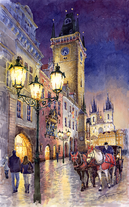 436x700 Prague Old Town Square 3 Painting By Yuriy Shevchuk - Prague Painting