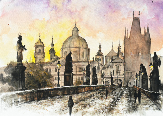 570x407 Sunrise - Prague Painting