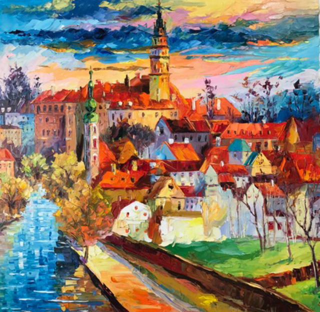 640x623 Daniel Wall Artwork Sunny Prague Original Painting Oil - Prague Painting