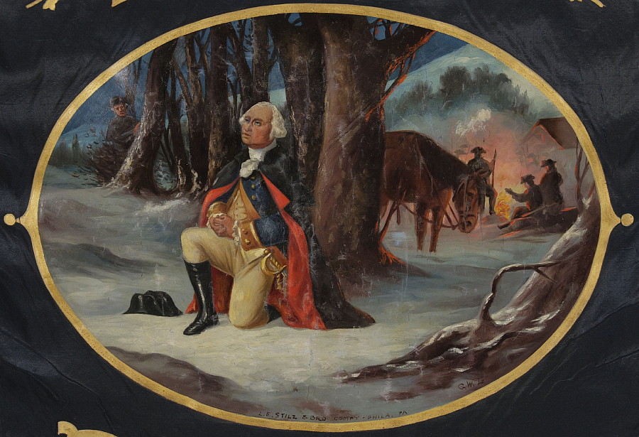 900x615 Jeff Bridgman Antique Flags And Painted Furniture - Prayer At Valley Forge Painting