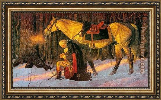 555x345 Unknown Artist Prayer At Valley Forge Framed Painting For Sale - Prayer At Valley Forge Painting