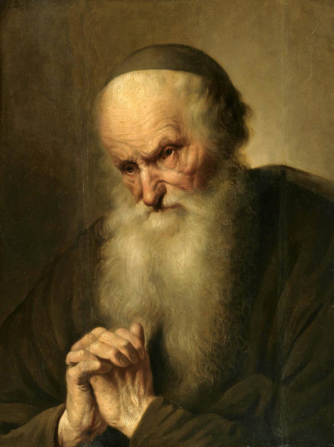 672x900 A Tronie Of An An Old Man At Prayer Painting By Jacques Des Rousseaux - Prayer Painting