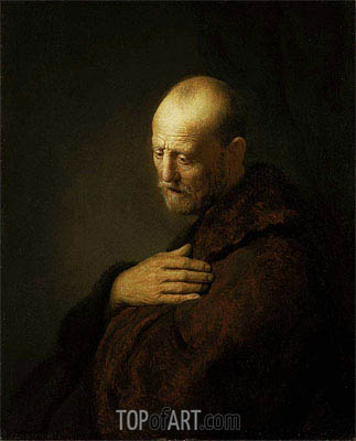 323x400 Old Man In Prayer Rembrandt Painting Reproduction 8986 Topofart - Prayer Painting