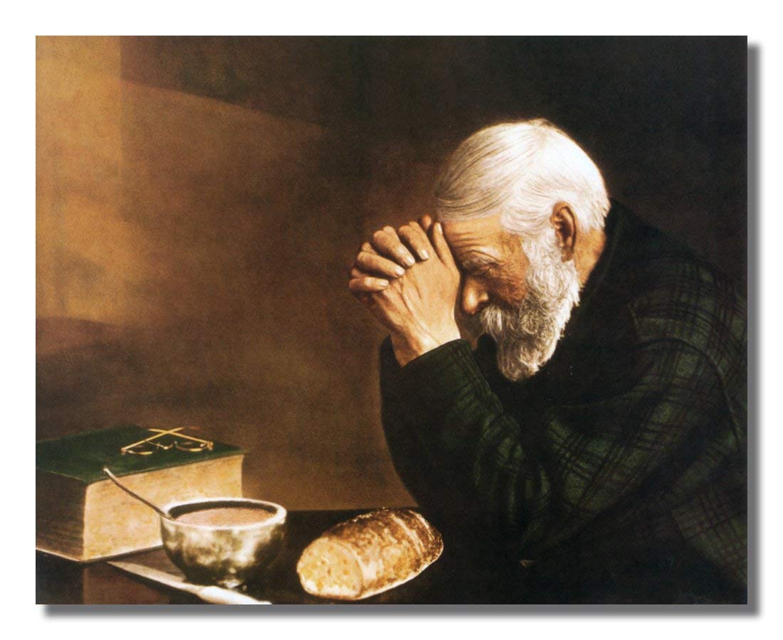 1100x900 Daily Bread Man Praying At Dinner Table Grace - Prayer Painting