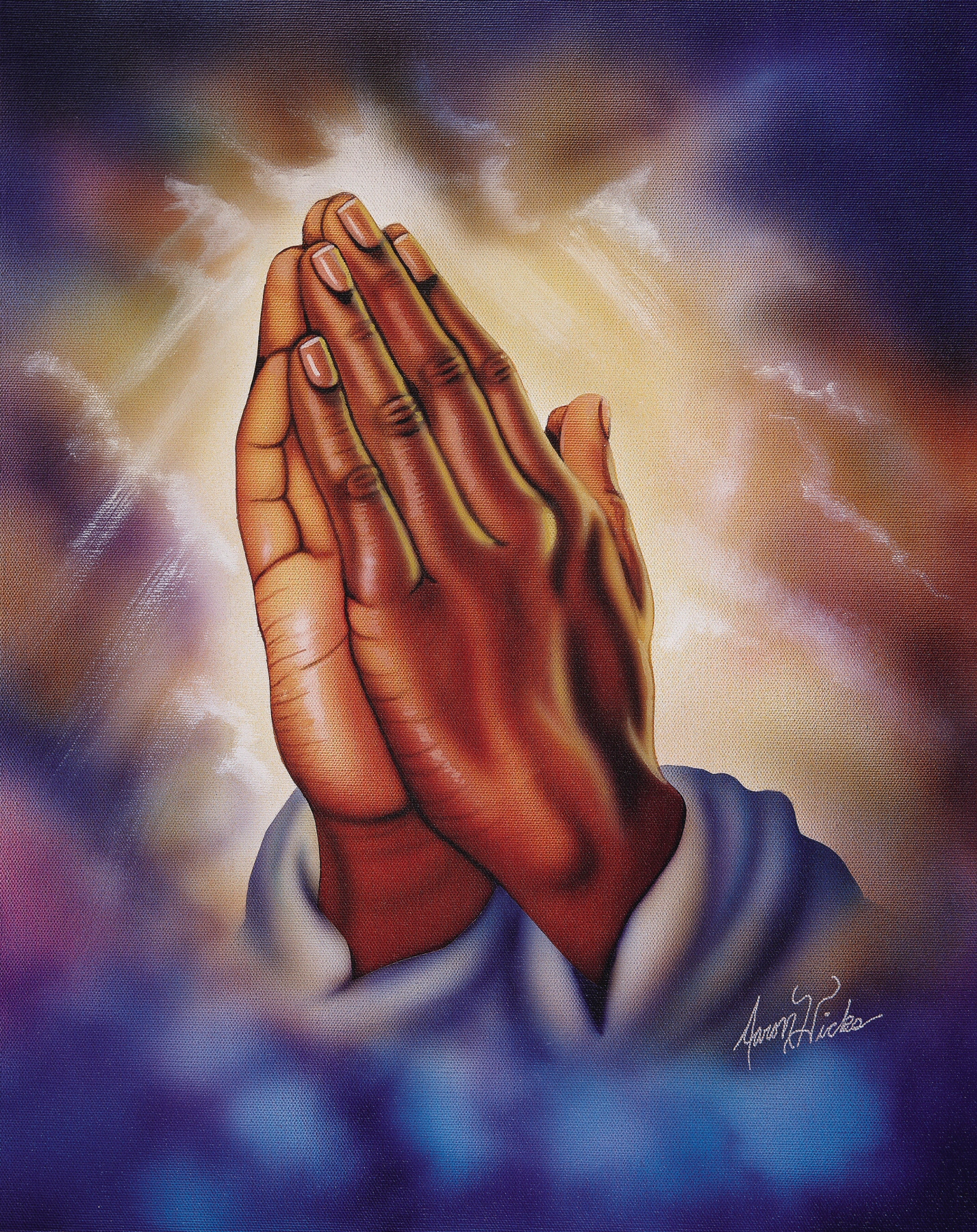 1427x1800 Twin Hicks - Praying Hands Painting.