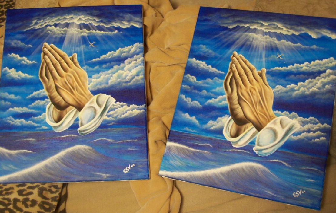 1109x706 Painted Praying Hands 2 By Ashes48 - Praying Hands Painting
