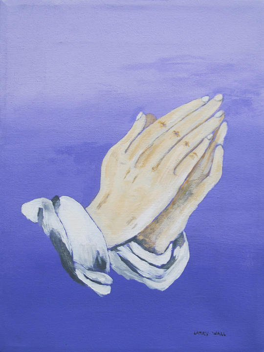 540x720 Praying Hands Oil Painting By Larry Wall - Praying Hands Painting