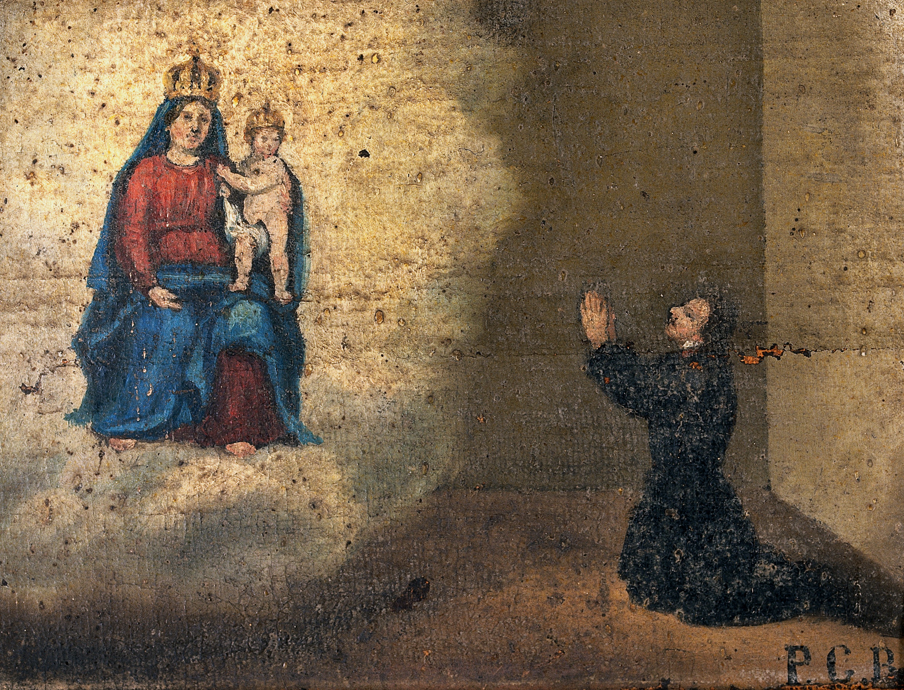 3023x2308 Filea Man Praying To Sansovino's Virgin And Child. Oil Painting - Praying Man Painting