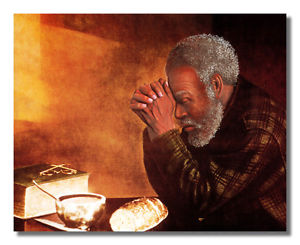 300x245 Grace, Daily Bread Black Man Praying Handmade Oil Painting Repro - Praying Man Painting