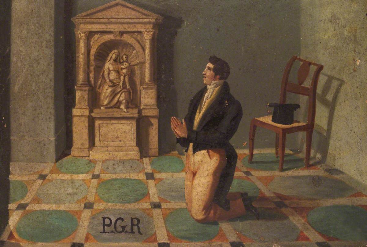 1200x810 A Man Praying To Sansovino's Statue Of The Madonna Del Parto Art Uk - Praying Man Painting