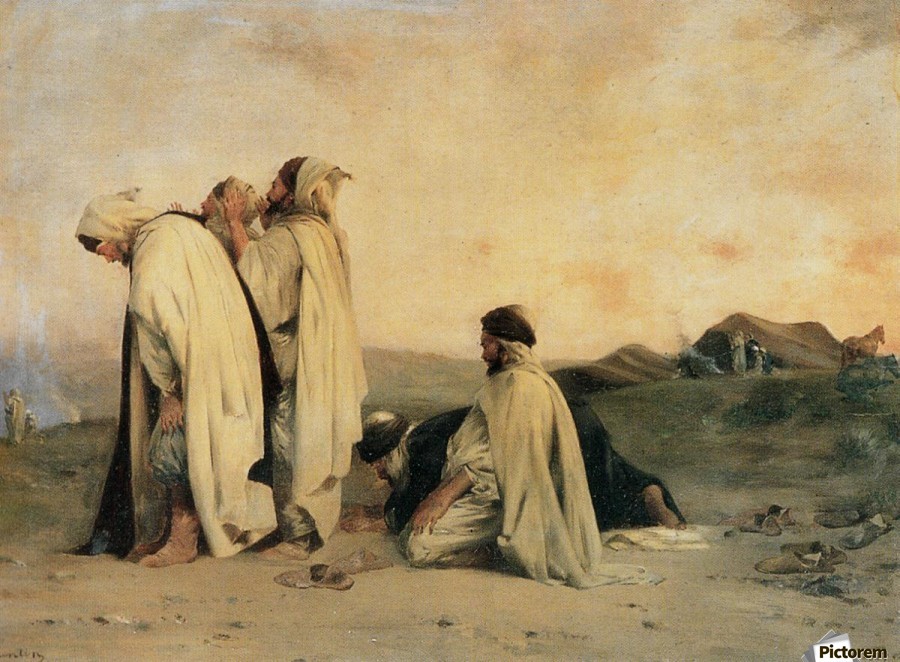 900x662 Arab Men Praying - Praying Man Painting