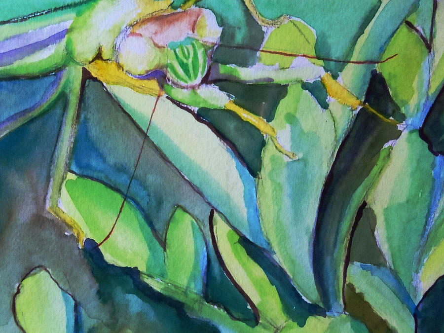 900x675 Praying Mantis Painting By Alanna Garrett - Praying Mantis Painting