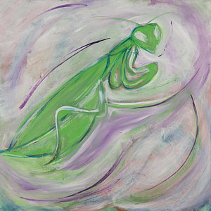 300x300 Manny The Praying Mantis Painting By Dena Carter - Praying Mantis Painting