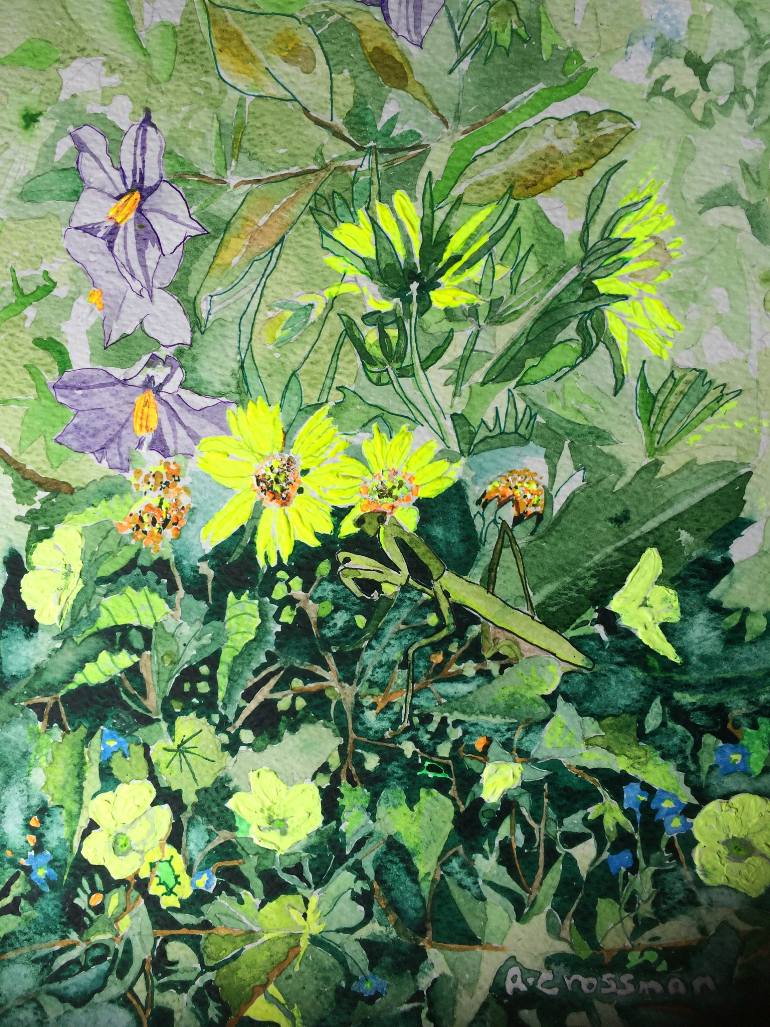 770x1027 Saatchi Art Praying Mantis Painting By Rebecca De Figueiredo - Praying Mantis Painting