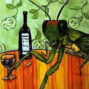 300x300 Praying Mantis Wine Ceramic Insect Art Tile Coaster New Ebay - Praying Mantis Painting
