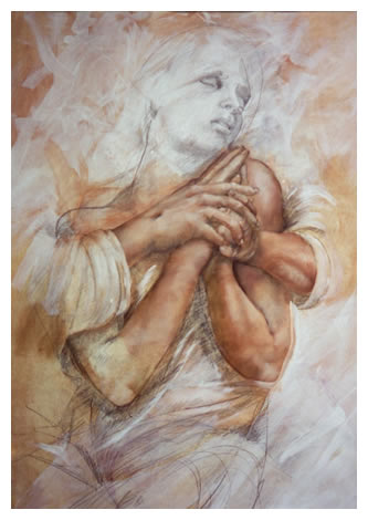 333x470 Praying Hands By Mark Deraud - Praying Painting