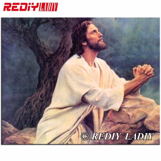640x640 Diy 5d Diamond Painting Jesus Is Praying Diamond Embroidery - Praying Painting