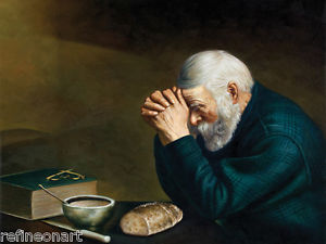 300x225 Handmade Oil Painting Repro On Canvas Grace, Daily Bread Old Man - Praying Painting