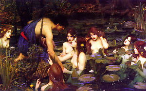 300x188 Hylas And The Nymph William Waterhouse Pre Raphaelite Canvas Art - Pre Raphaelite Painting