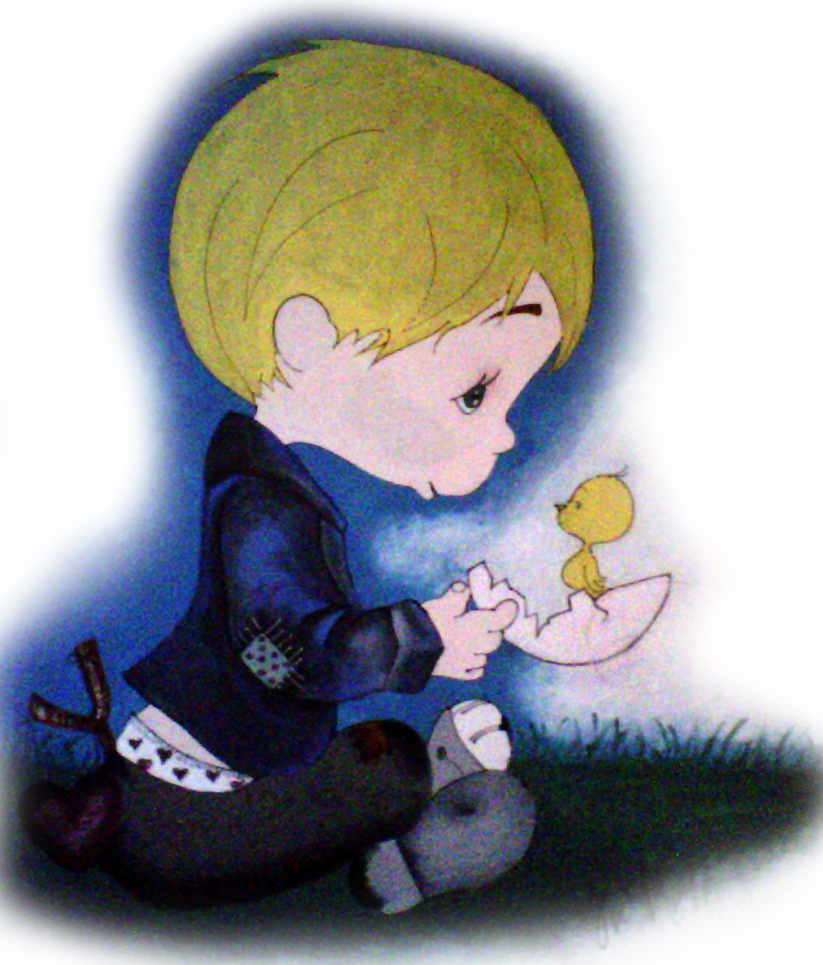 1194x1400 Precious Moments Boy Painting Felicia Lujan My Voyage Through Time - Precious Moments Painting