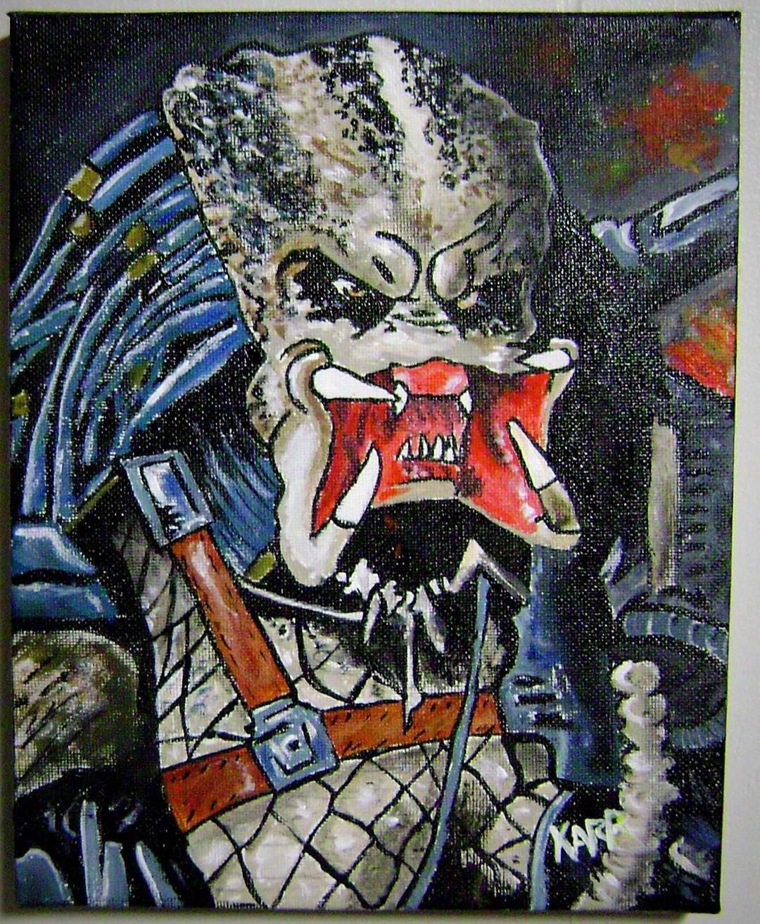 1080x1313 Skull Painting On Canvas Best Of Predator Acrylic On Canvas - Predator Painting