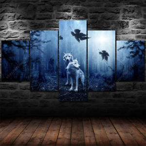 300x300 Wolf Wall Art Canvas 5 Panels Home Decor Prints Painting Picture - Predator Painting