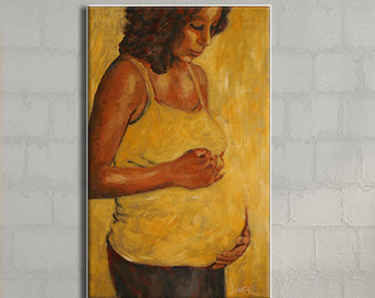340x270 Home Painting Contemporary Art Painting On Canvas Pregnancy - Pregnant Woman Painting