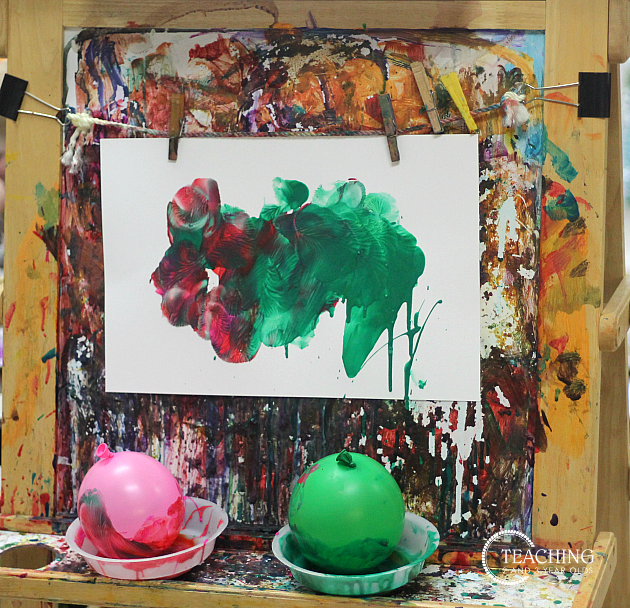 630x608 Super Easy Preschool Painting Using Balloons - Preschool Painting